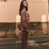 Syune Red Printed Silk Trousers