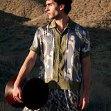 Noyan Blue Printed Silk Shirt